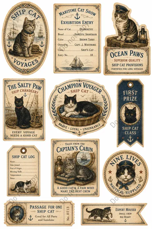 Vintage Cat Lover Ephemera Sheets