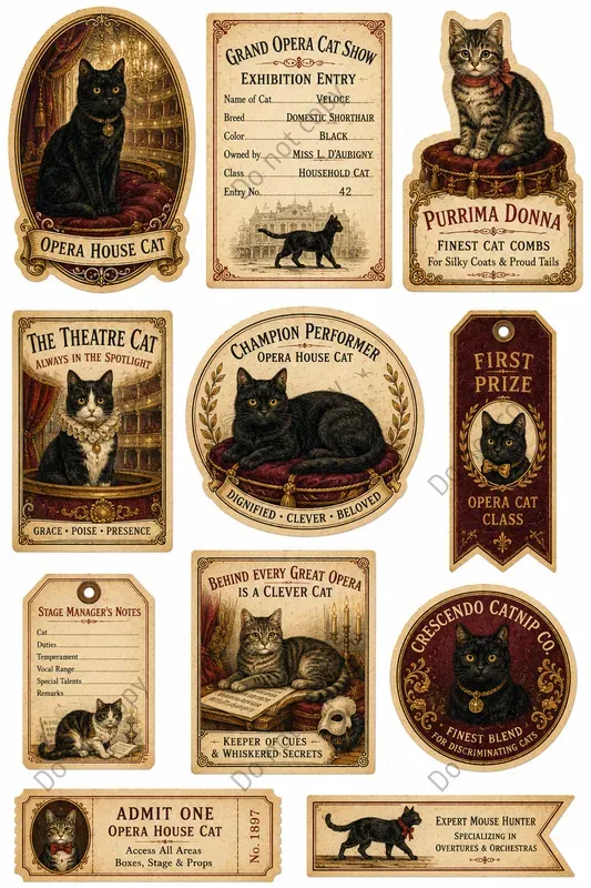 Vintage Cat Lover Ephemera Sheets