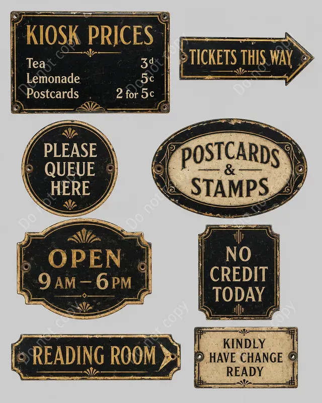 Vintage Booth Signage Sheets