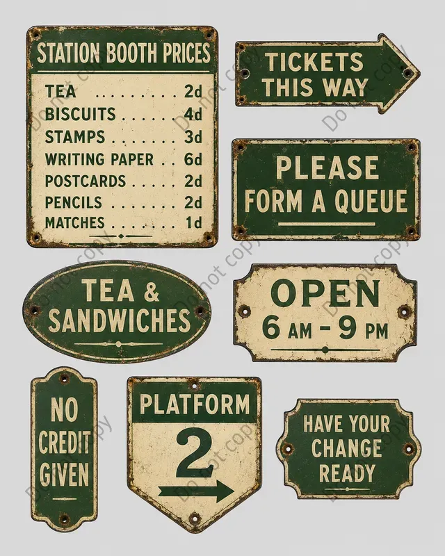 Vintage Booth Signage Sheets