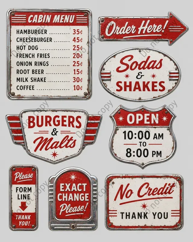 Vintage Booth Signage Sheets