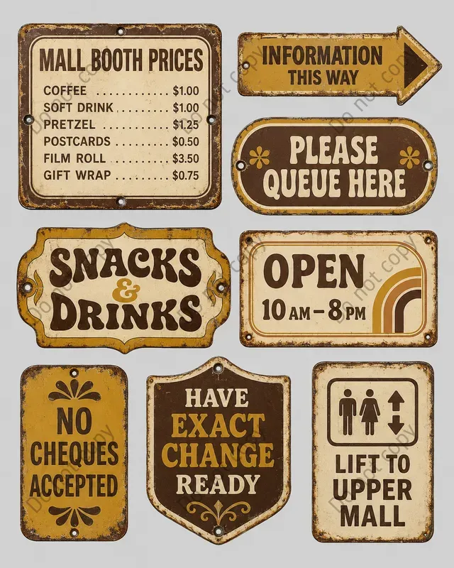 Vintage Booth Signage Sheets