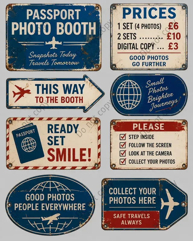 Vintage Booth Signage Sheets
