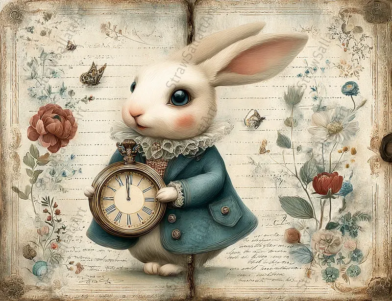 Alice In Wonderland Double Page Ephemera