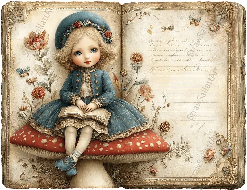 Alice In Wonderland Double Page Ephemera