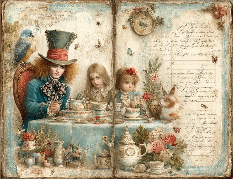 Alice In Wonderland Double Page Ephemera