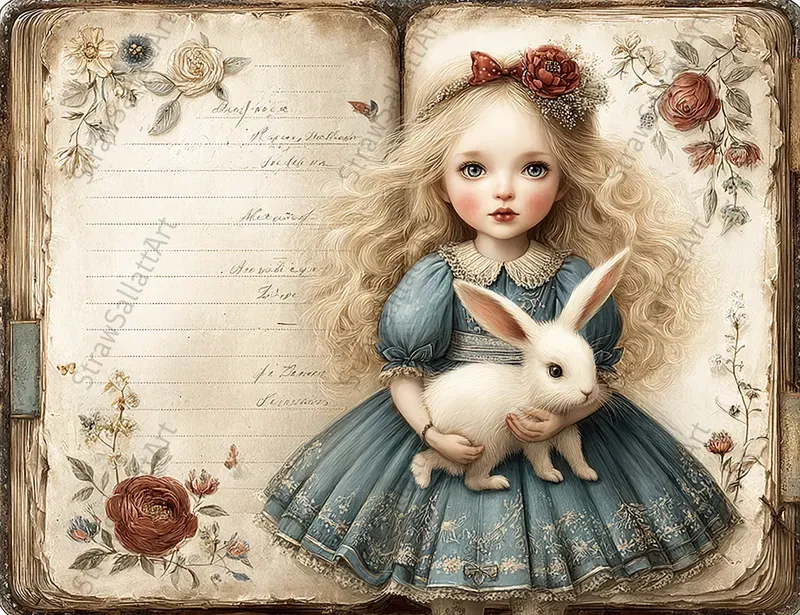 Alice In Wonderland Double Page Ephemera