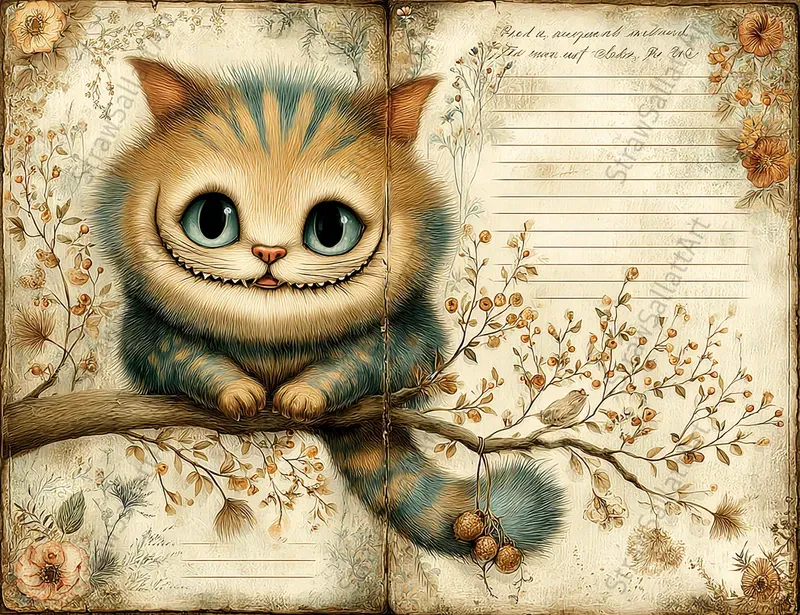 Alice In Wonderland Double Page Ephemera