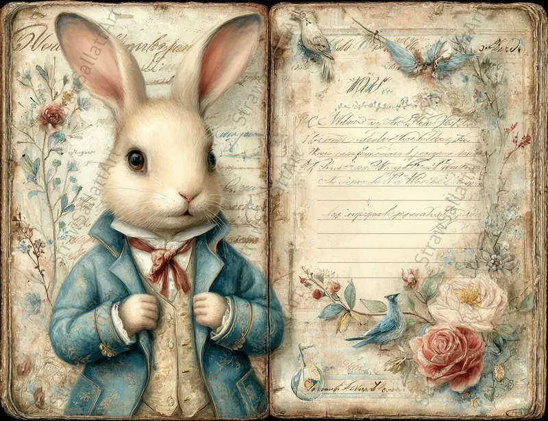 Alice In Wonderland Double Page Ephemera