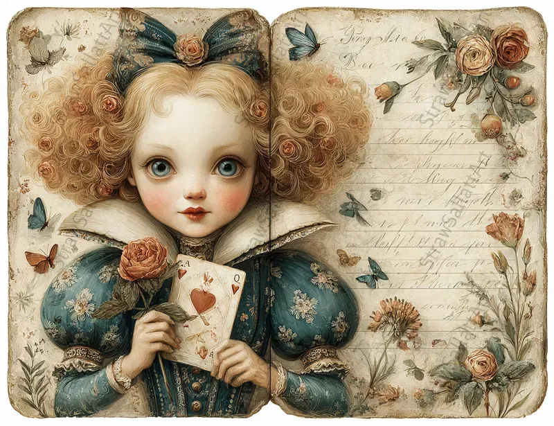 Alice In Wonderland Double Page Ephemera