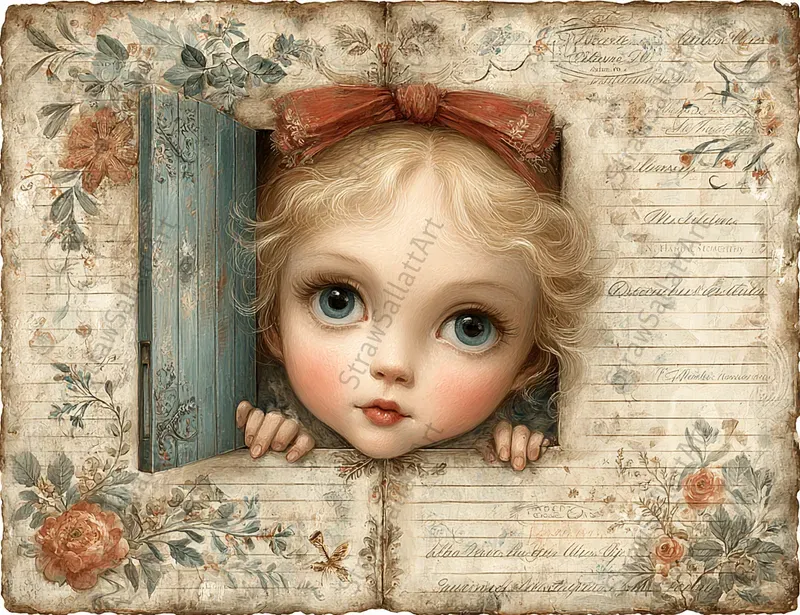 Alice In Wonderland Double Page Ephemera