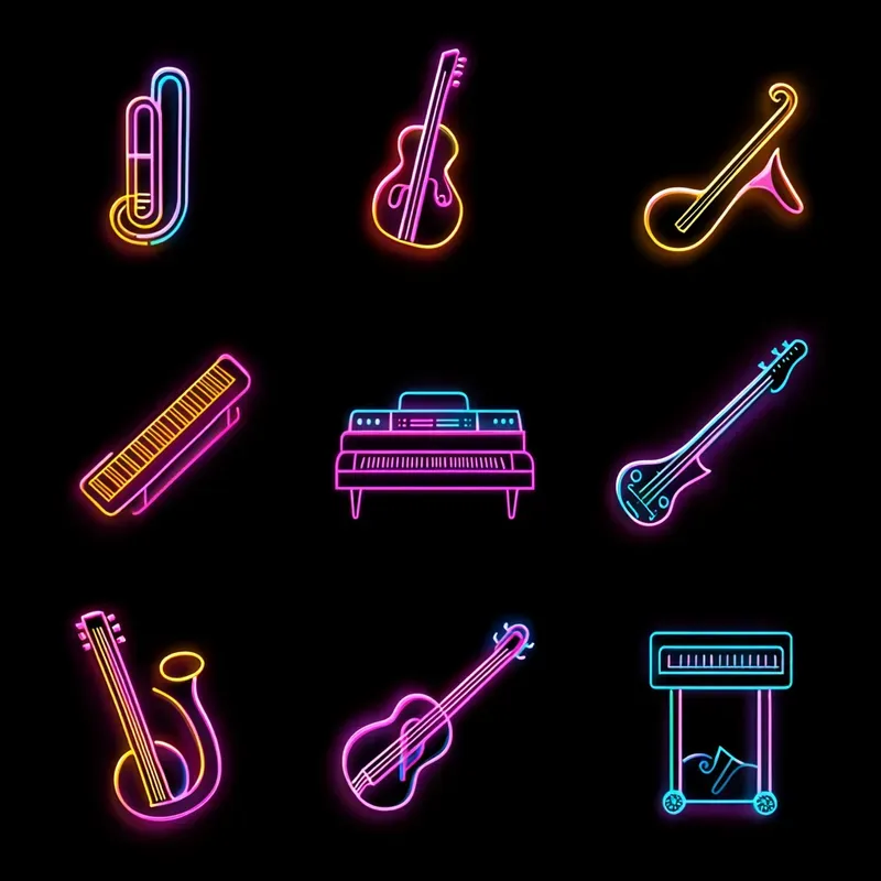 Simple Neon Clip Art Collection