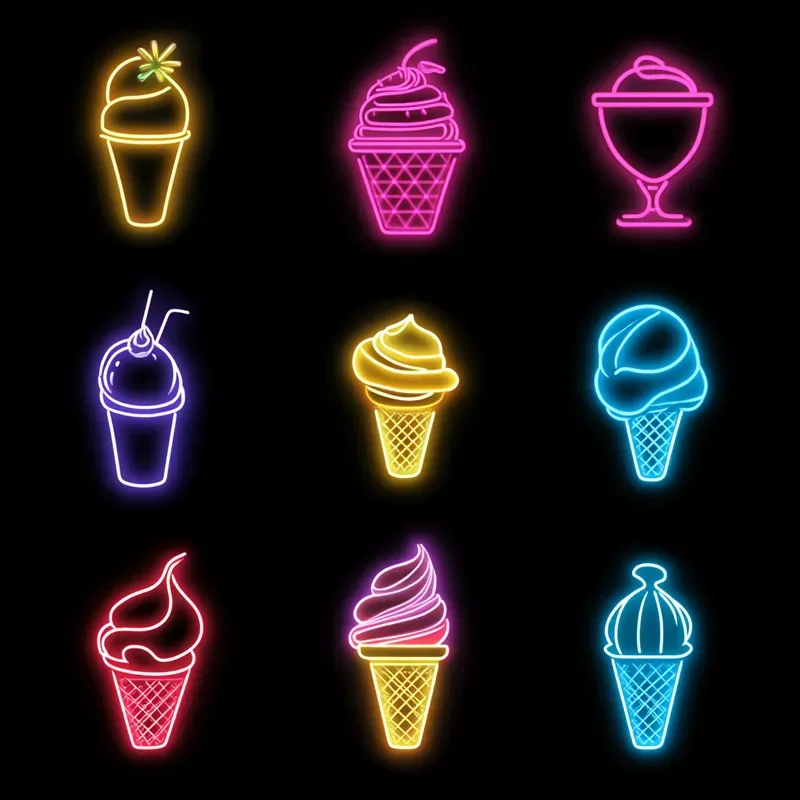 Simple Neon Clip Art Collection