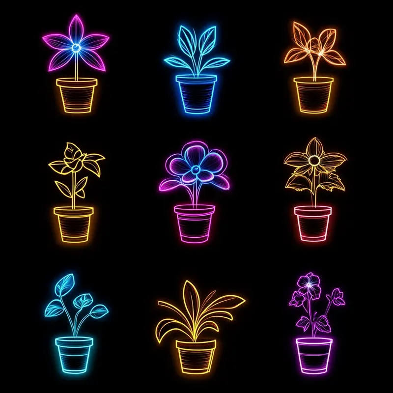 Simple Neon Clip Art Collection