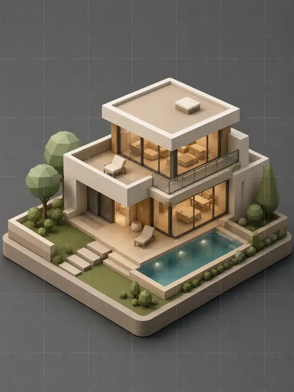 3D Isometric Clay Architecture