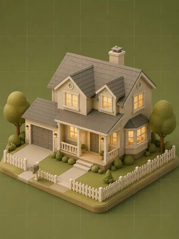 3D Isometric Clay Architecture
