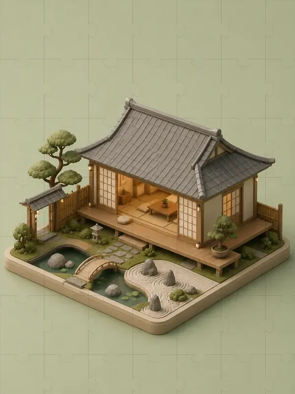 3D Isometric Clay Architecture