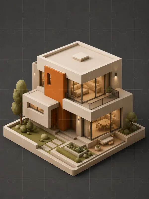 3D Isometric Clay Architecture