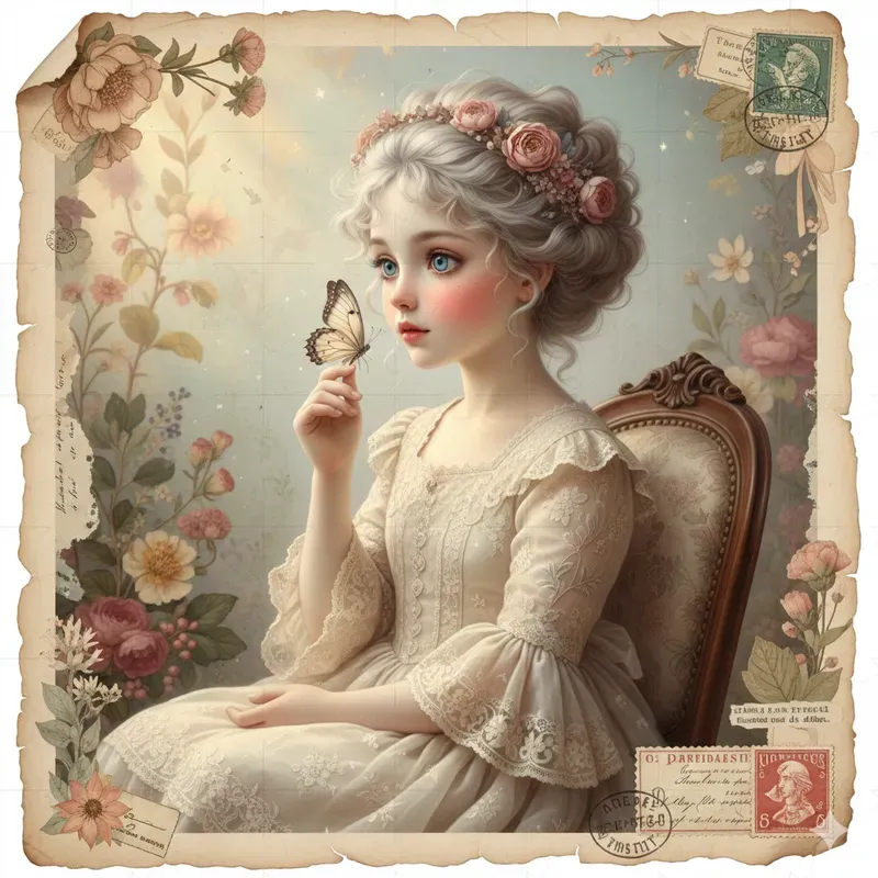 Vintage Fairytale Girls Journal Collages
