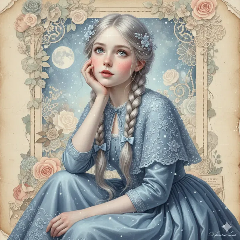 Vintage Fairytale Girls Journal Collages