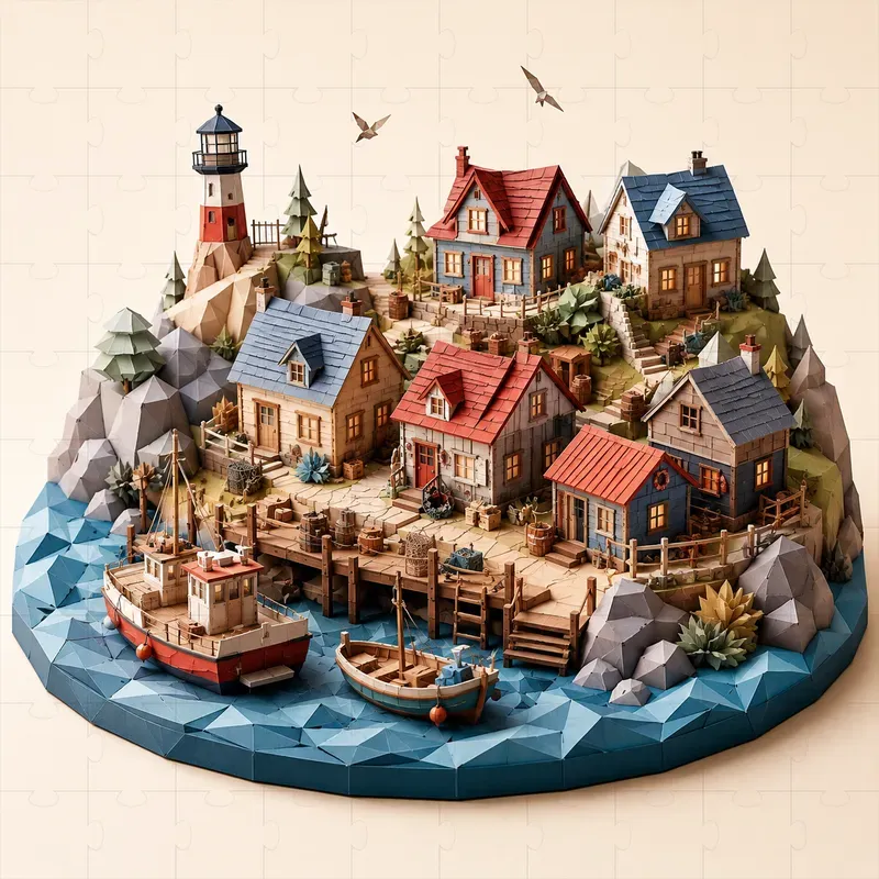 Cozy Low Poly Papercraft Villages