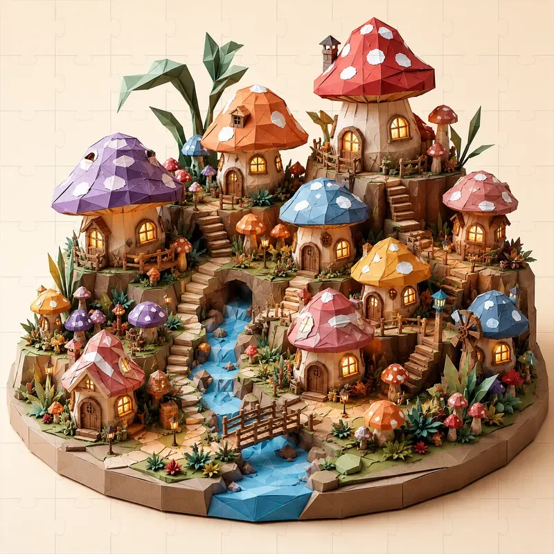 Cozy Low Poly Papercraft Villages