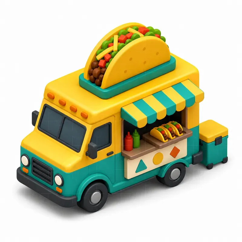 Cute Isometric Food Trucks