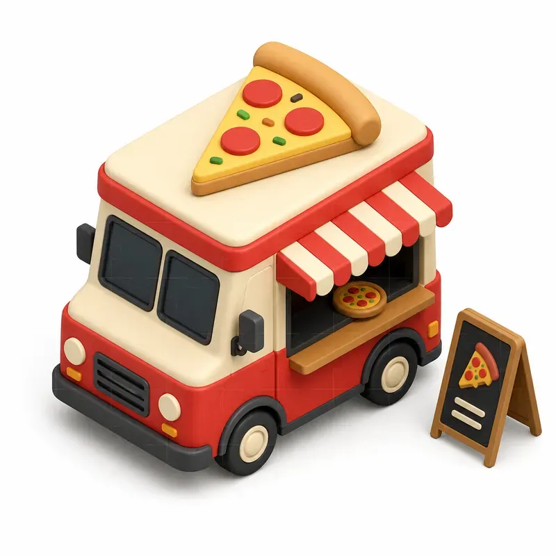 Cute Isometric Food Trucks