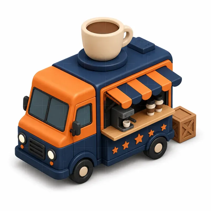 Cute Isometric Food Trucks