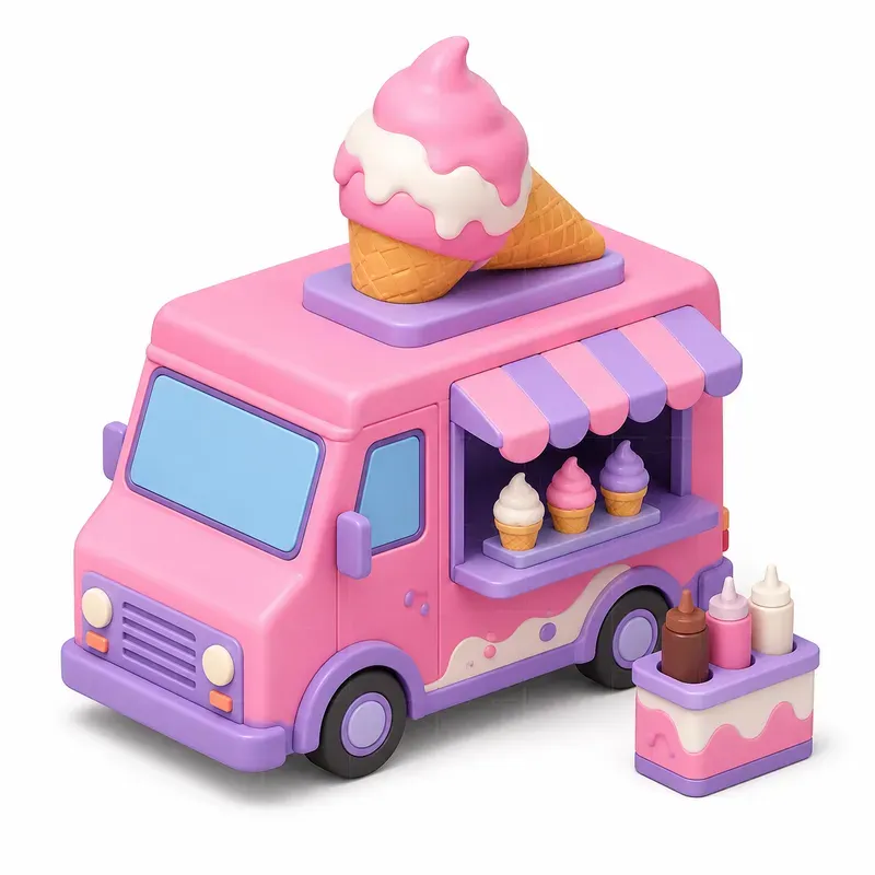 Cute Isometric Food Trucks