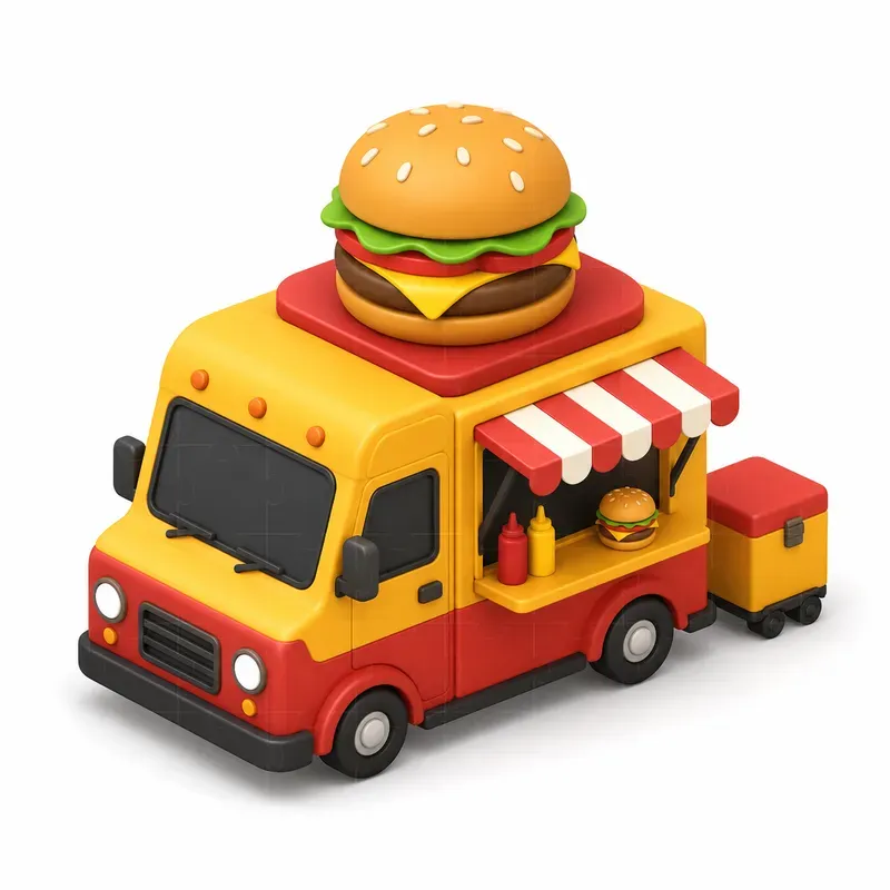 Cute Isometric Food Trucks