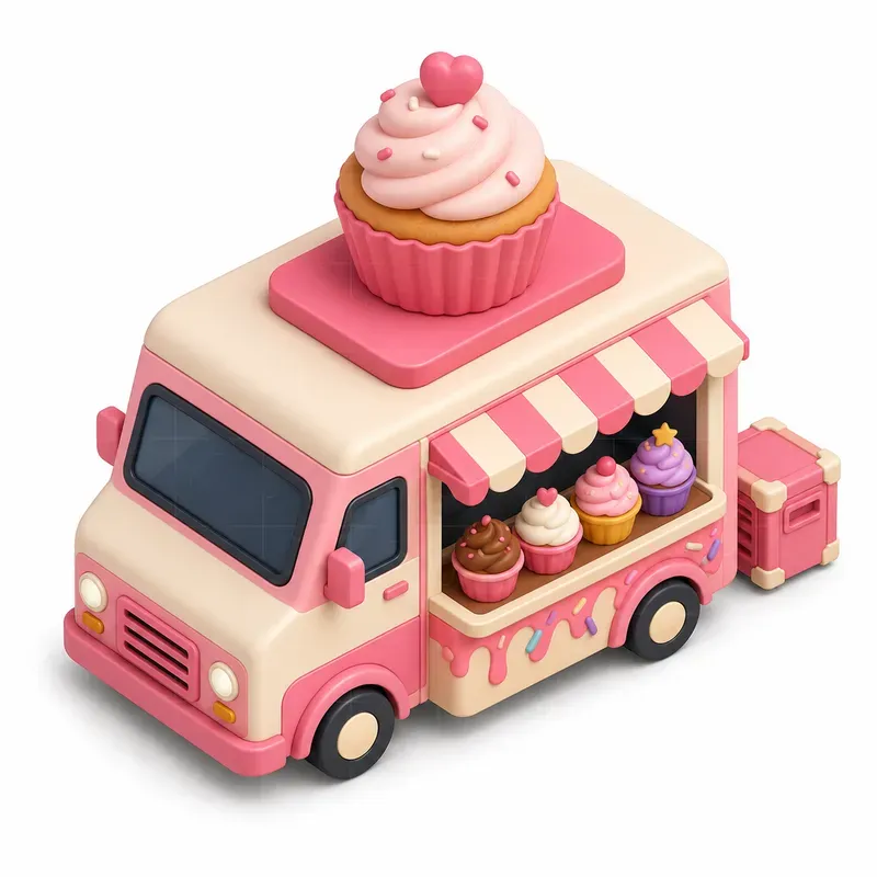 Cute Isometric Food Trucks