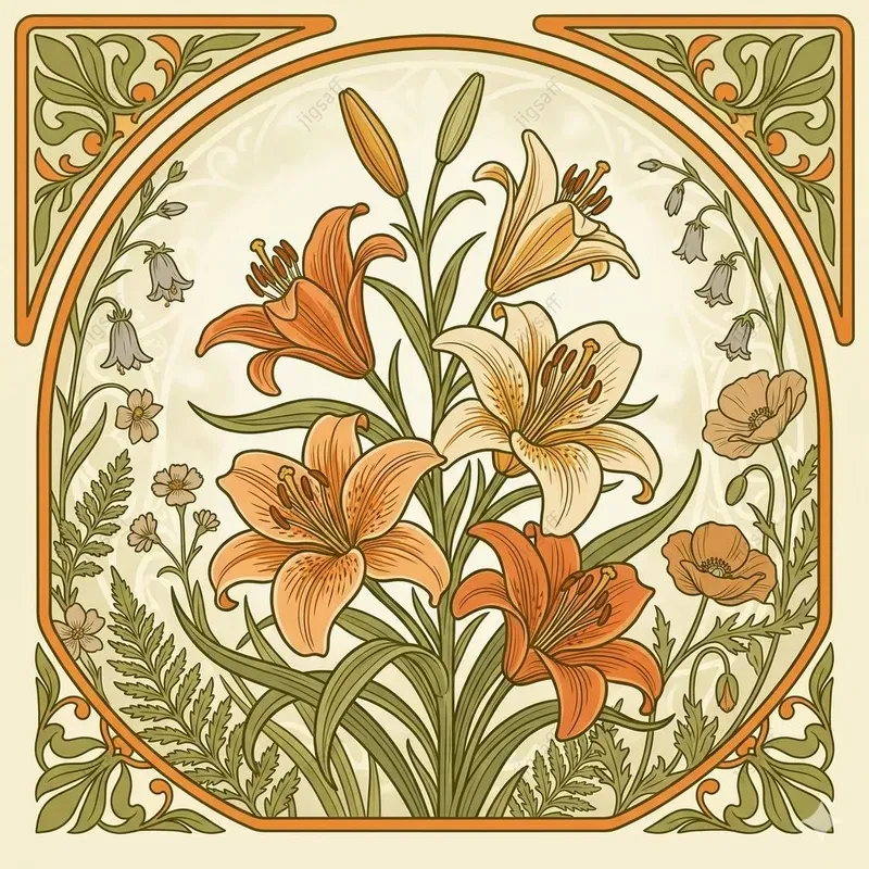 Art Nouveau Botanical Garden Frames