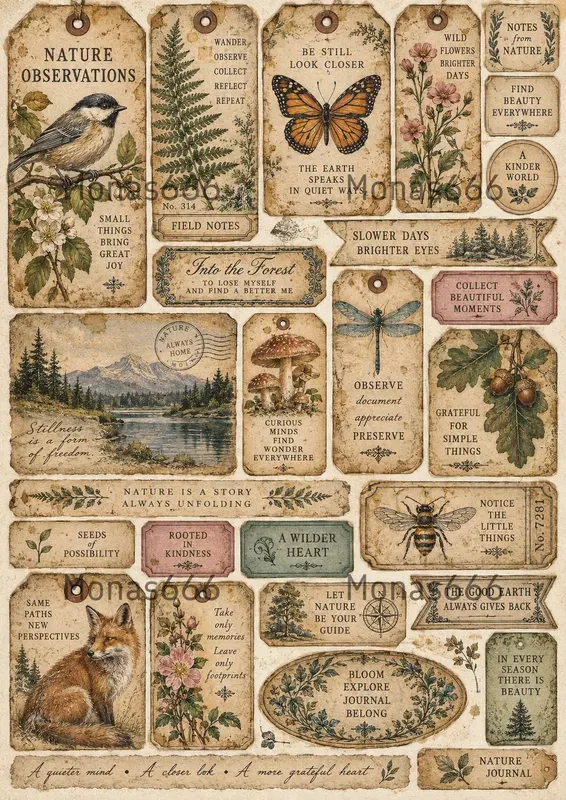 Vintage Junk Journal Sentiment Labels