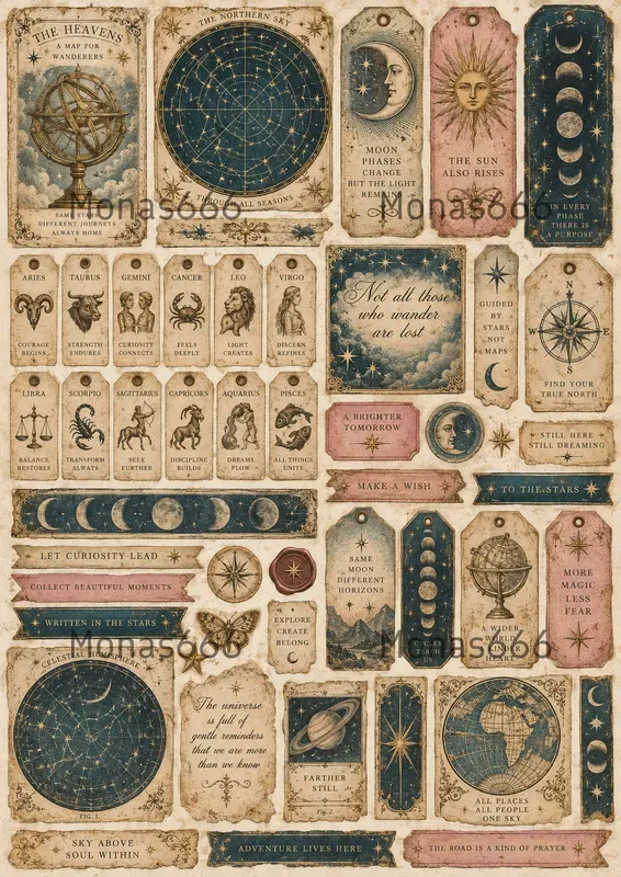 Vintage Junk Journal Sentiment Labels