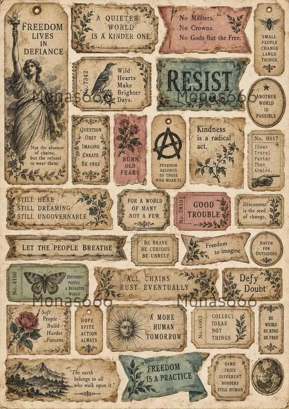 Vintage Junk Journal Sentiment Labels
