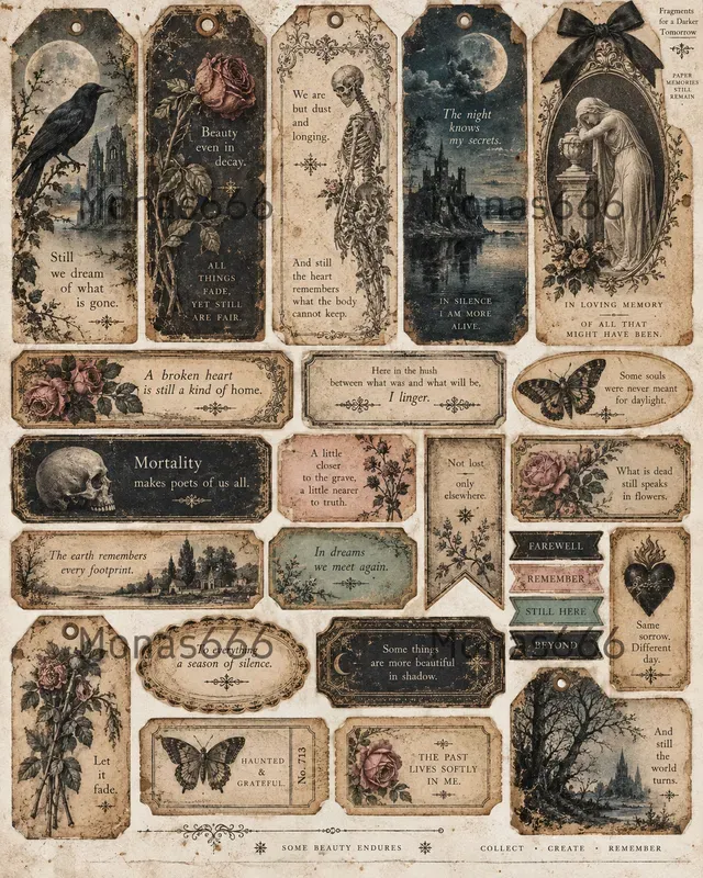 Vintage Junk Journal Sentiment Labels