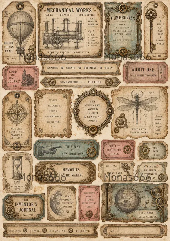 Vintage Junk Journal Sentiment Labels