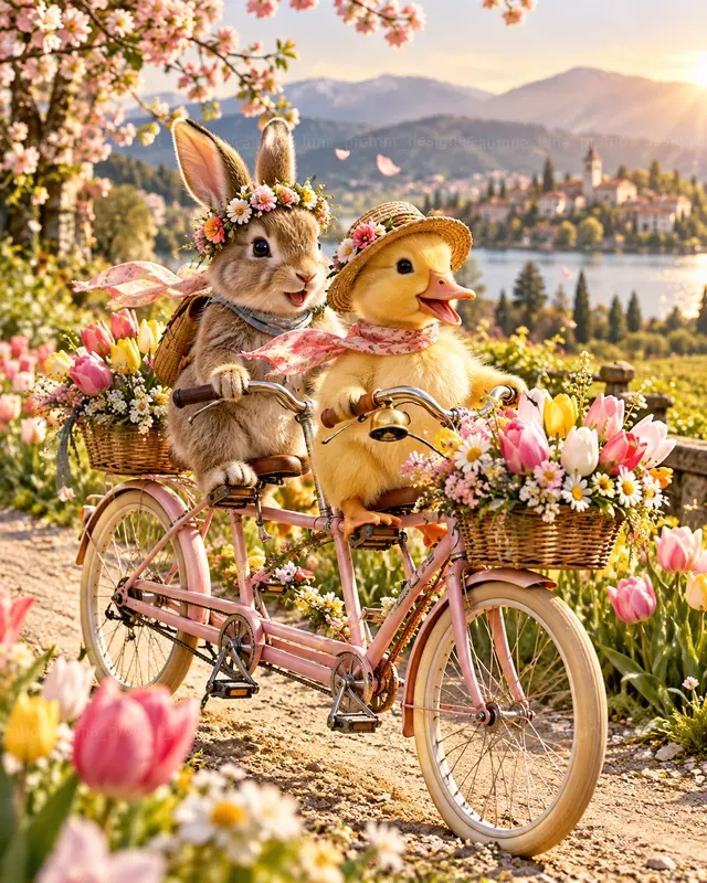 Hyperrealistic Baby Animal Tandem Bicycles