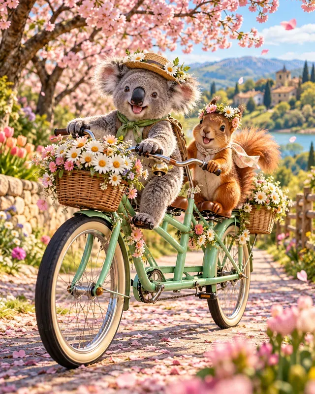 Hyperrealistic Baby Animal Tandem Bicycles