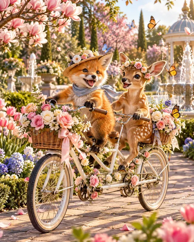 Hyperrealistic Baby Animal Tandem Bicycles