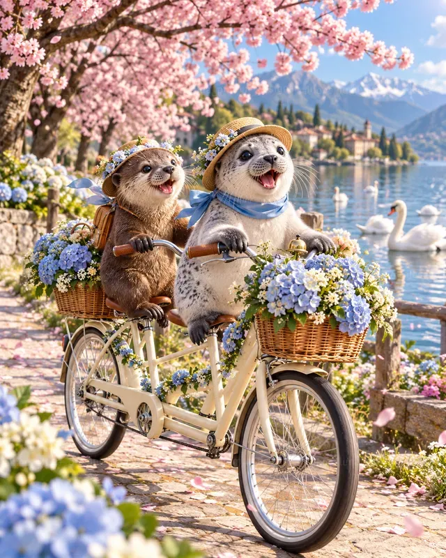 Hyperrealistic Baby Animal Tandem Bicycles