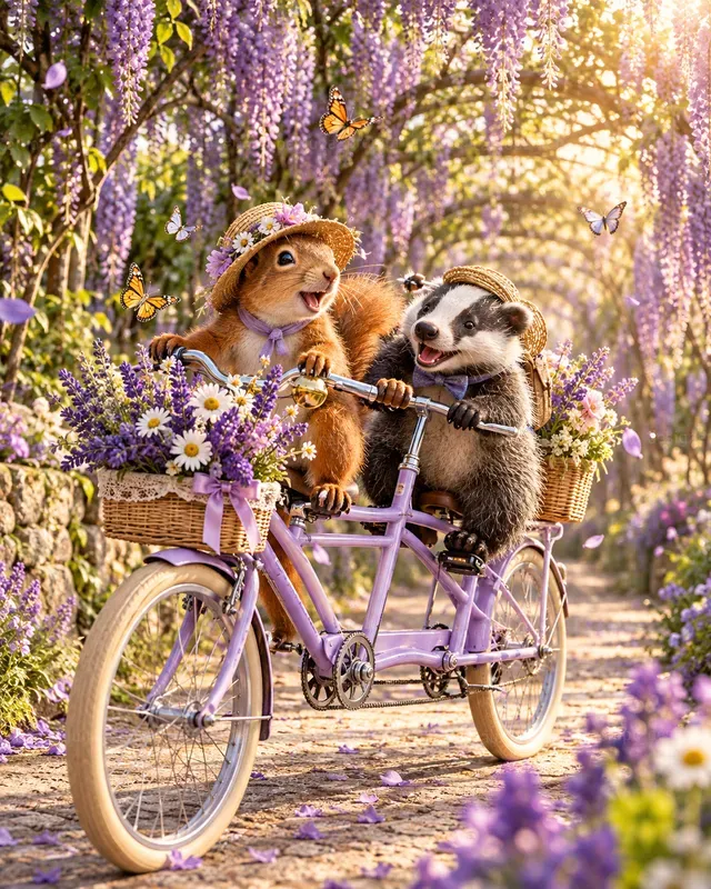 Hyperrealistic Baby Animal Tandem Bicycles