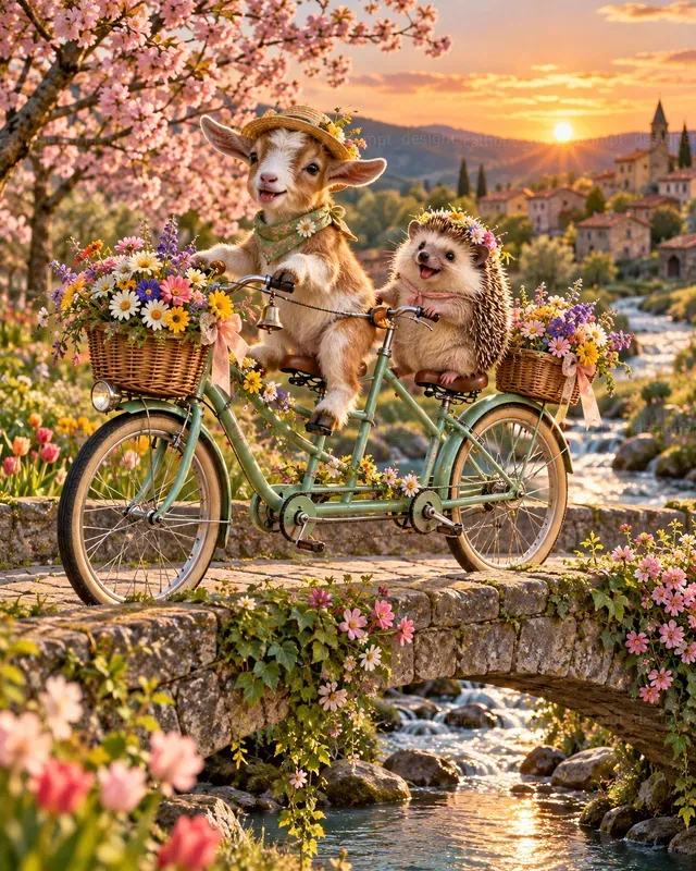 Hyperrealistic Baby Animal Tandem Bicycles