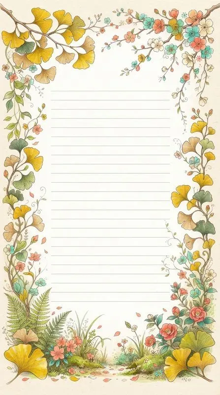 Minimal Asian Botanical Notebook Pages