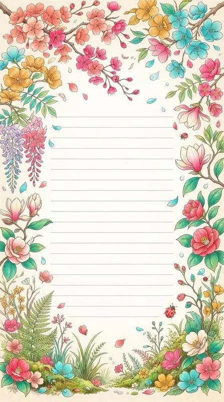 Minimal Asian Botanical Notebook Pages