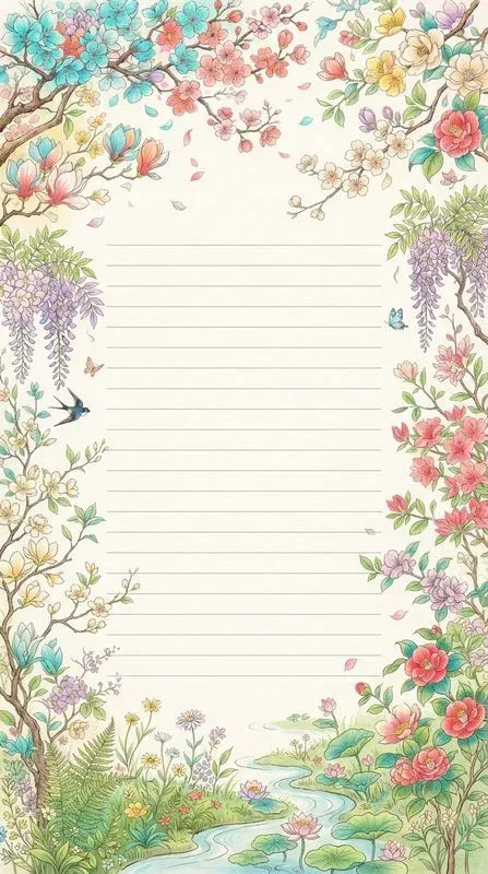 Minimal Asian Botanical Notebook Pages