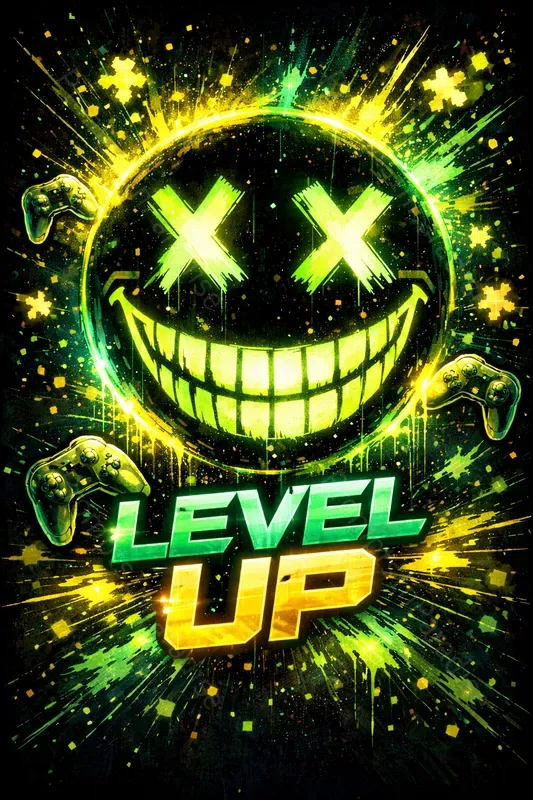 Smiley Neon Gaming Poster Generator