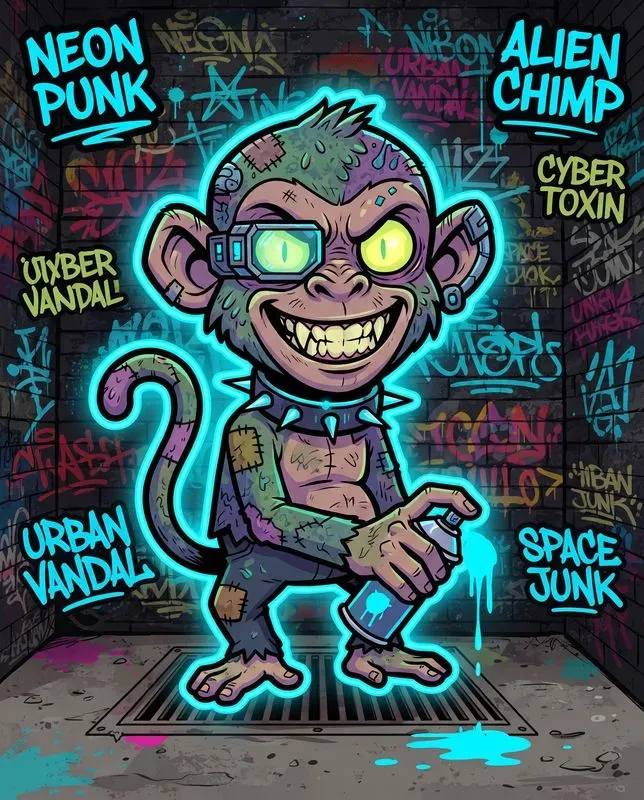 Neon Punk Character Stickers