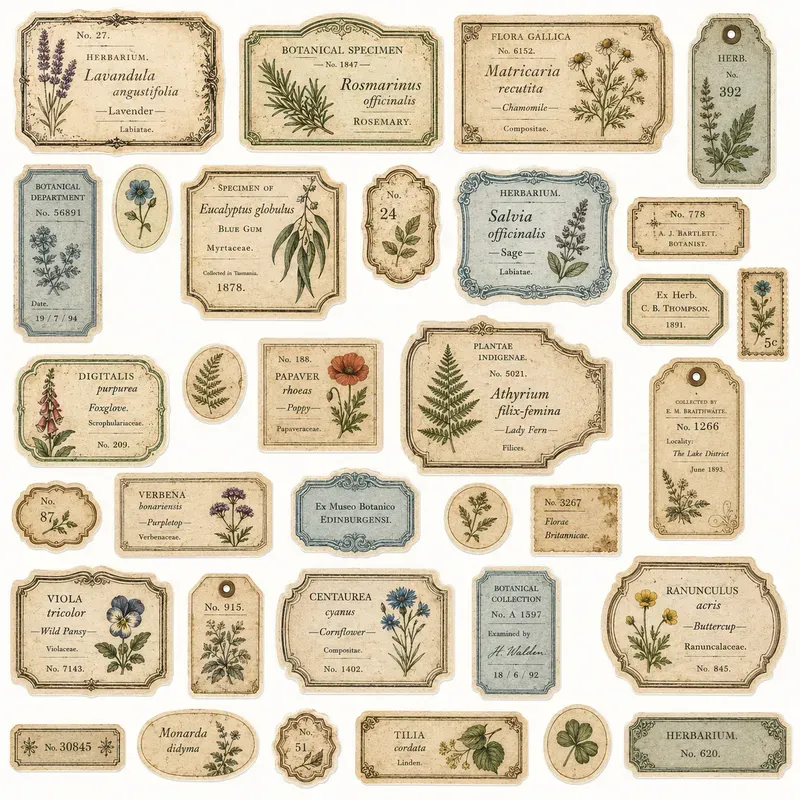 Vintage Sticker Label Sheets
